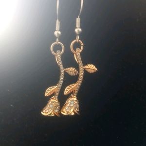 Beauty and the beast rose gold earrings